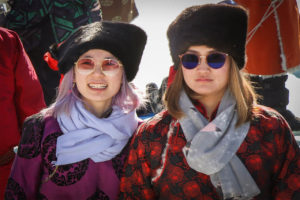 Beautiful girls at ice festival